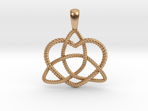 Trinity Knot Rope with Heart in Polished Bronze