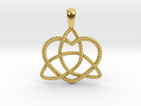 Trinity Knot with Heart Pendant in Polished Brass