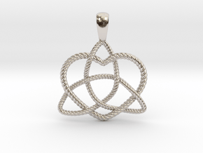 Trinity Knot with Heart Pendant in Platinum