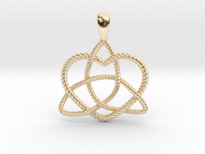 Trinity Knot with Heart Pendant in 14k Gold Plated Brass