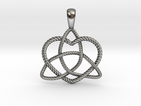 Trinity Knot with Heart Pendant in Polished Silver