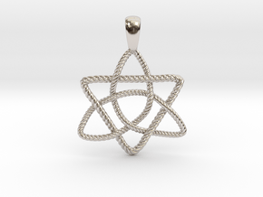 Trinity Knot with Triangle Pendant in Rhodium Plated Brass