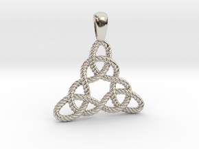 Trinity Knot Tangled Pendant in Rhodium Plated Brass