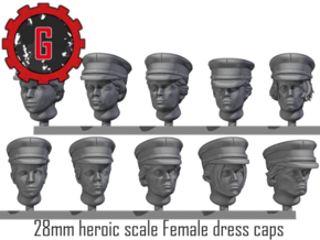 28mm Heroic Scale Female dress caps in Tan Fine Detail Plastic: Small