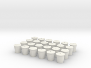 Trash Cans, Set of 24 for Power Grid in White Natural Versatile Plastic