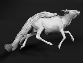 Blue Wildebeest 1:9 Attacked by Nile Crocodile 3 in White Natural Versatile Plastic