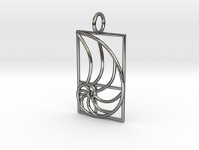 Golden Spiral Pendant - Golden Ratio-Math Jewelry in Polished Silver