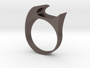 Bottle Opener/ Shotgunning Ring in Polished Bronzed-Silver Steel