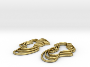 Water Waves Curvy Earrings in Natural Brass
