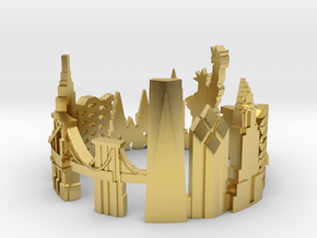 New York Skyline - Cityscape Ring in Polished Brass: 9 / 59