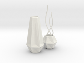 1:12 Vase Set in White Natural Versatile Plastic: 1:12