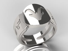 Capricorn Signet Ring Lite in Polished Silver: 10 / 61.5