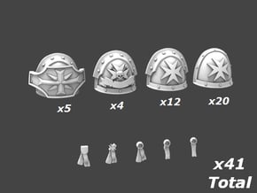 32002 Templar Shoulderpads - Mixed Models x41 in Tan Fine Detail Plastic