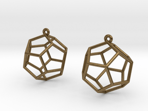Dodecahedron Earrings in Natural Bronze