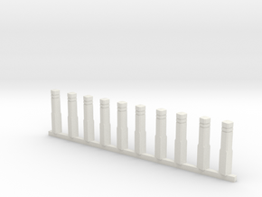 10 Sidewalk poles (1:87) in White Natural Versatile Plastic