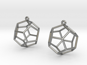 Dodecahedron Earrings in Natural Silver