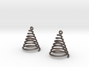 Spiral Earrings in Polished Bronzed Silver Steel