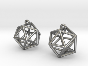 Icosahedron Earrings in Natural Silver