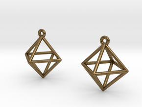 Octahedron Earrings in Natural Bronze
