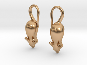 Mouse Earrings - Science Jewelry in Polished Bronze