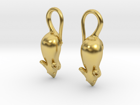 Mouse Earrings - Science Jewelry in Polished Brass