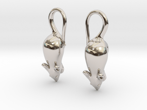 Mouse Earrings - Science Jewelry in Rhodium Plated Brass