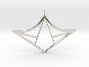 Curved Edged Flying Diamond in Rhodium Plated Brass