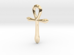 Ankh pendant, simple (Au, Ag, Pt, Bronze, Brass) in 14k Gold Plated Brass: Extra Small