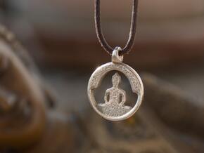 Buddha Silhouette - Amulet in Polished Bronzed-Silver Steel