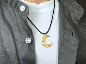 Reaching for the Moon Pendant (Small) in Polished Gold Steel