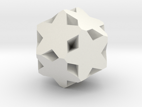 Ditrigonal Dodecadodecahedron - 1 Inch in White Natural Versatile Plastic
