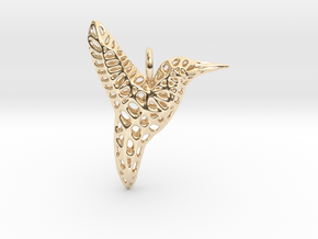 woodpecker  (Voronoi) in 14k Gold Plated Brass