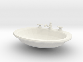 Dollhouse Miniature Pedestal Sink 'Finer Fare' in White Premium Versatile Plastic: 1:48 - O