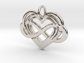 Polyamory Infinity Heart Pendant in Rhodium Plated Brass