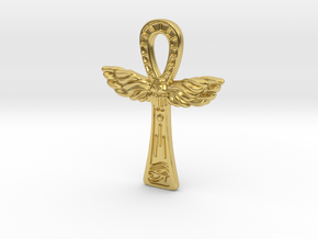 Ankh pendant (Au, Ag, Pt, Bronze, Brass) in Polished Brass: Small