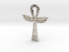 Ankh pendant (Au, Ag, Pt, Bronze, Brass) in Rhodium Plated Brass: Small