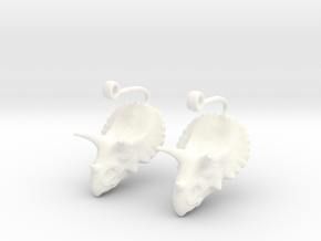Triceratops Head earrings in White Processed Versatile Plastic