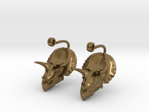 Triceratops Head earrings in Natural Bronze