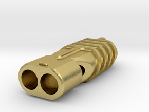Rugged Twin Whistle with Grips in Natural Brass