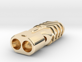 Rugged Twin Whistle with Grips in 14K Yellow Gold