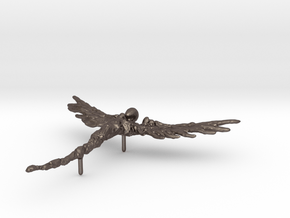 Guardian Angel in Polished Bronzed-Silver Steel: Medium
