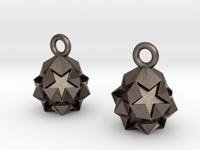 Star Crystal Earring in Polished Bronzed-Silver Steel