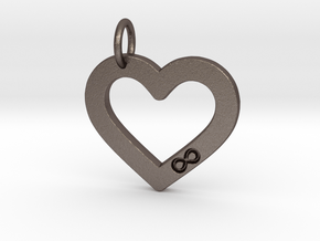 Open Heart with Infinity Symbol - Polyamory in Polished Bronzed-Silver Steel