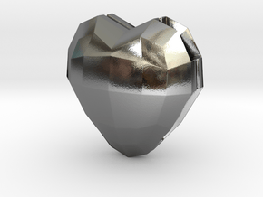 Origami Heart in Polished Silver