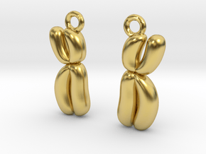 Chromosome Earrings - Science Jewelry in Polished Brass