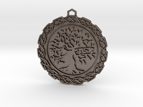 Tree Of Life Pendant in Polished Bronzed-Silver Steel