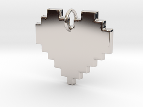   Pixel Heart Pendant in Rhodium Plated Brass