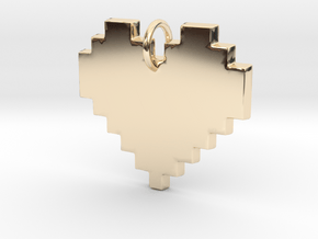   Pixel Heart Pendant in 14k Gold Plated Brass