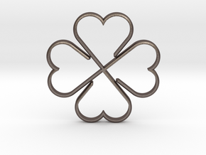 Clover Hearts in Polished Bronzed Silver Steel