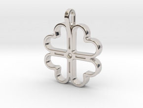 Four Leaf Clover Pendant in Rhodium Plated Brass